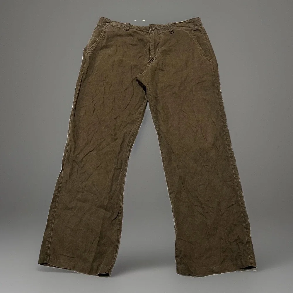Banana Republic Mens Brown Pure Linen Comfort Relaxed Wide Leg Pants 34x30